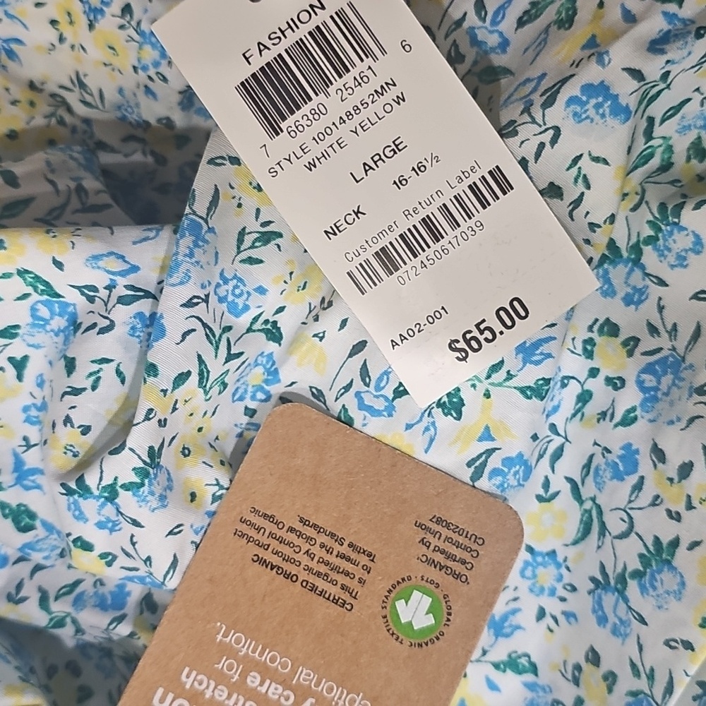 Bar lll Mens Organic Floral Button-Down Shirt - Picture 4 of 4